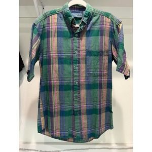 Vintage Loafers by‎ Reed St. James Short Sleeve Plaid Button-Down Size Medium